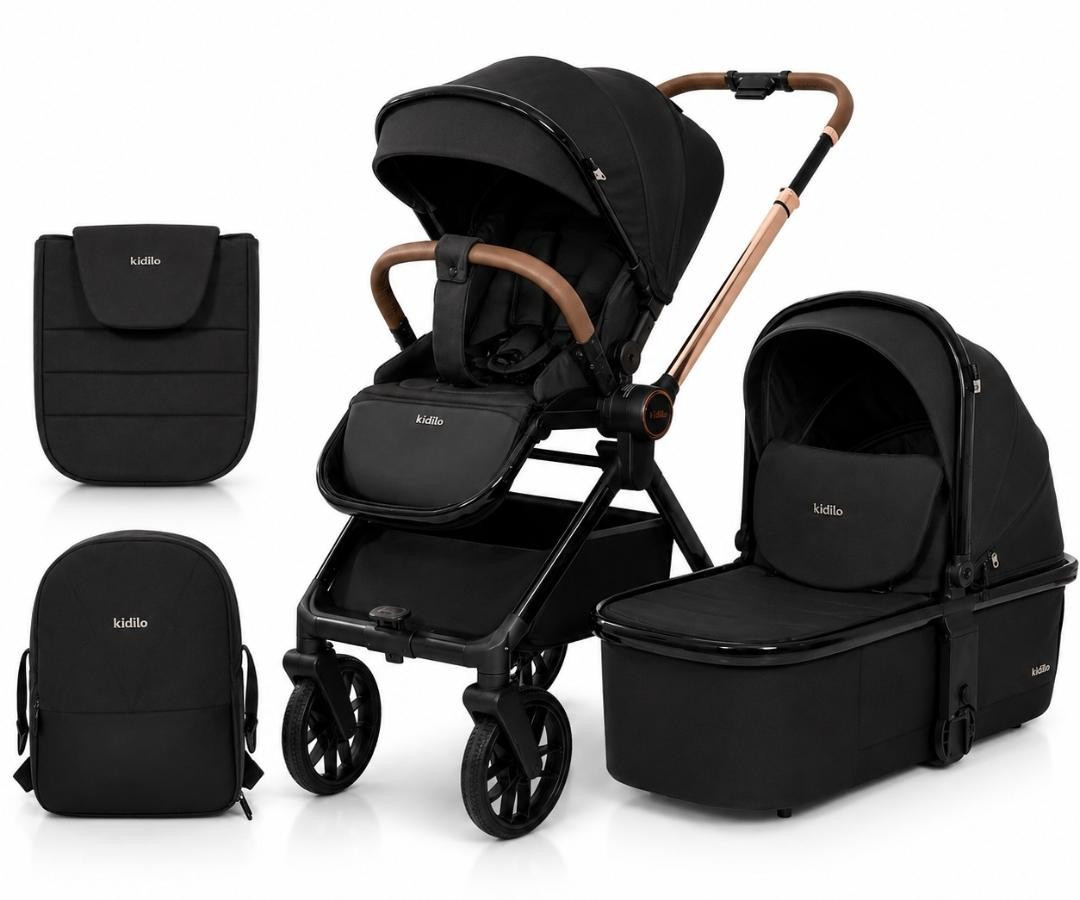 Uşaq arabası Kidilo D900 2in1, qara