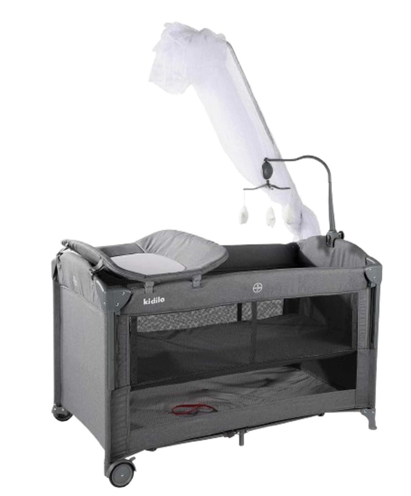 Manej-çarpayı Kidilo T-702L, boz, 125×65×74 sm